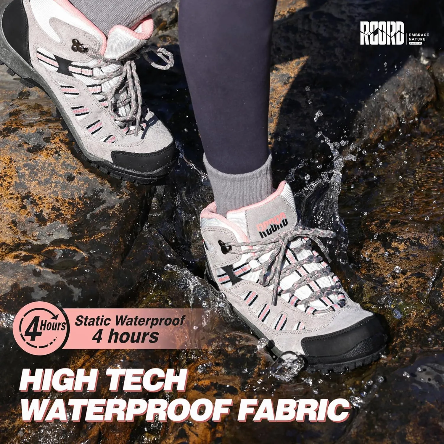 @ R CORD Womens Hiking Boots Waterproof Lightweight Hiking Boots Women Ankle Support Hiking Shoes Backpacking Boots Breathable Non-slip Hiking Boot for Outdoors