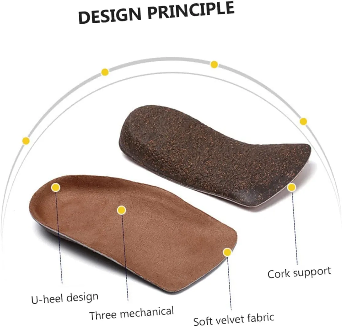 1 Pair Cork Insole Inserts for Men Absorption Memory Foam Insoles Men Women Arch Support Shoes Feet Absorb Pads Liners Elastic Sweat Trainer Insoles Shoe Insoles