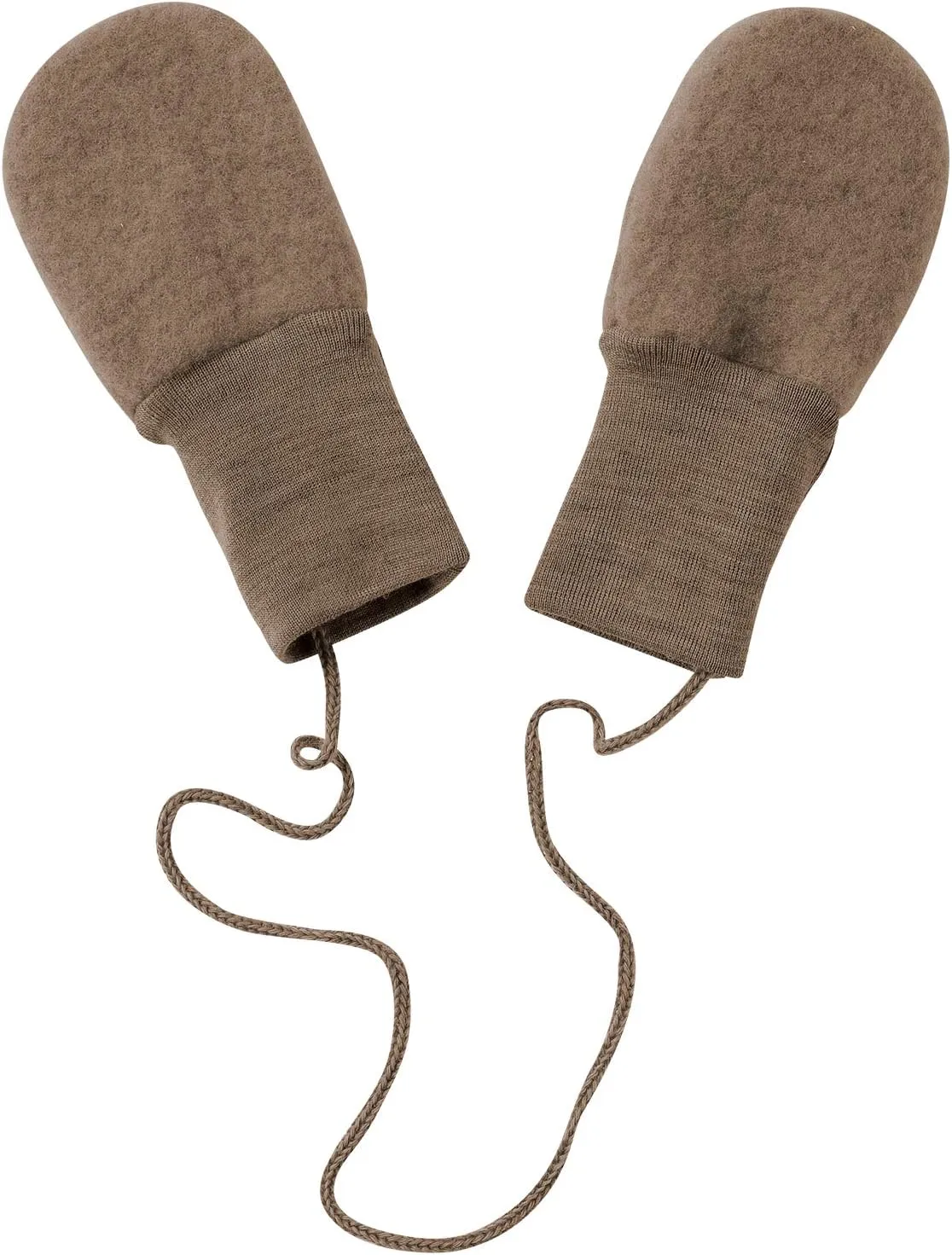 100% merino wool fleece mittens newborn no scratch (Walnut melange)