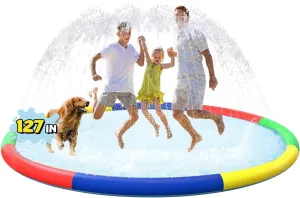 10.5 FT Large Splash Pad for Kids Ages 4-8, Non-Slip Baby Splash Pads for Toddlers, Oversized Kids Sprinklers for Yard, Heavy Duty Kid Pools Water Toys for Outdoor Family, Friends Summer Fun