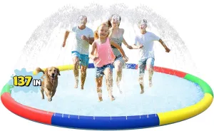 11.4 FT Large Splash Pad for Kids Ages 4-8, Non-Slip Baby Splash Pads for Toddlers, Oversized Kids Sprinklers for Yard, Heavy Duty Kid Pools Water Toys for Outdoor Family, Friends Summer Fun