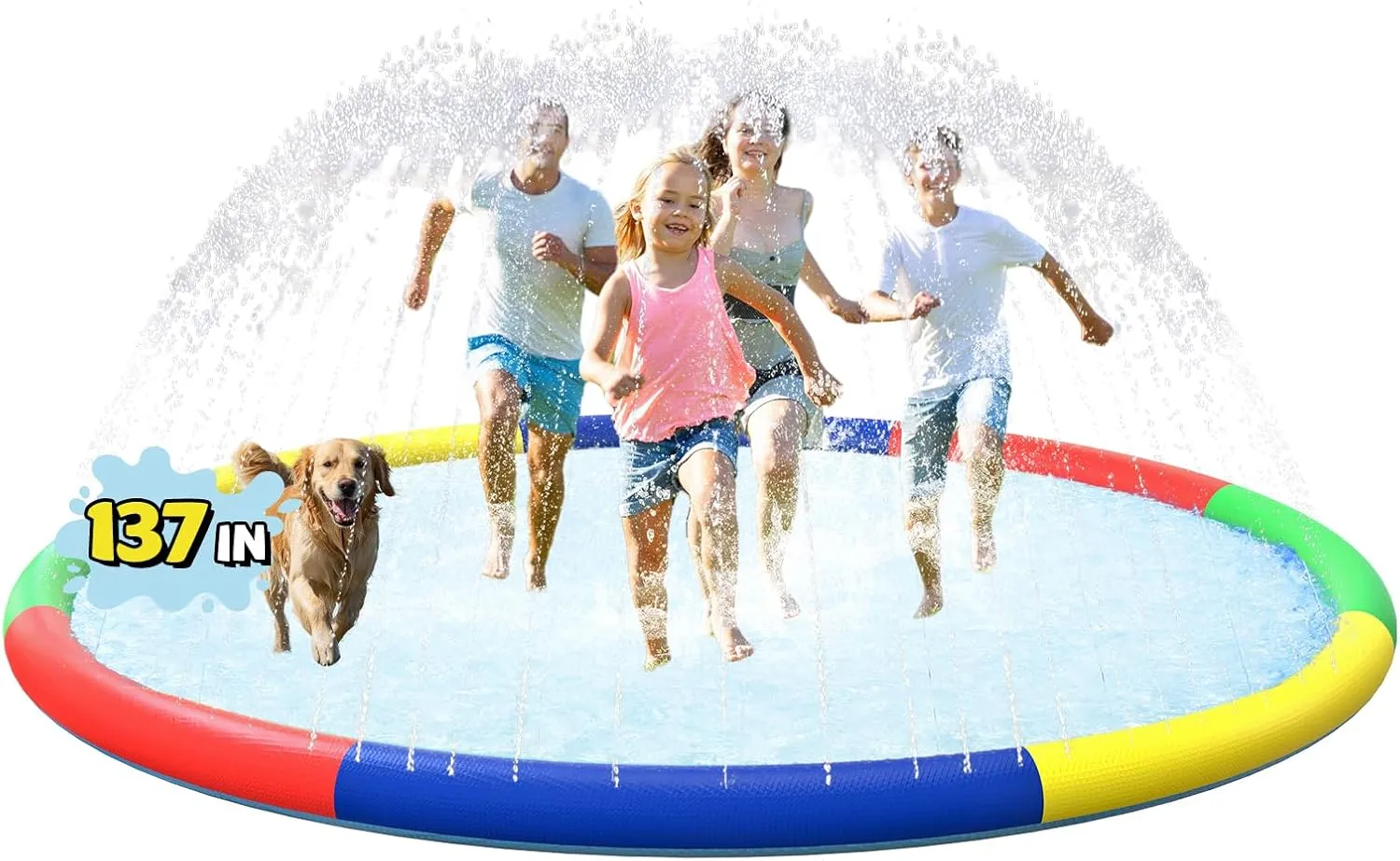 11.4 FT Large Splash Pad for Kids Ages 4-8, Non-Slip Baby Splash Pads for Toddlers, Oversized Kids Sprinklers for Yard, Heavy Duty Kid Pools Water Toys for Outdoor Family, Friends Summer Fun