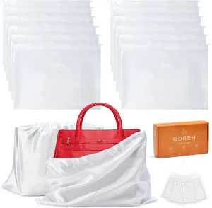 12 Pack Dust Bags for Handbags Travel Storage Pouch Silk Cloth Bag With Drawstring Large Storage Pouch for Handbag Purse Shoes Boots