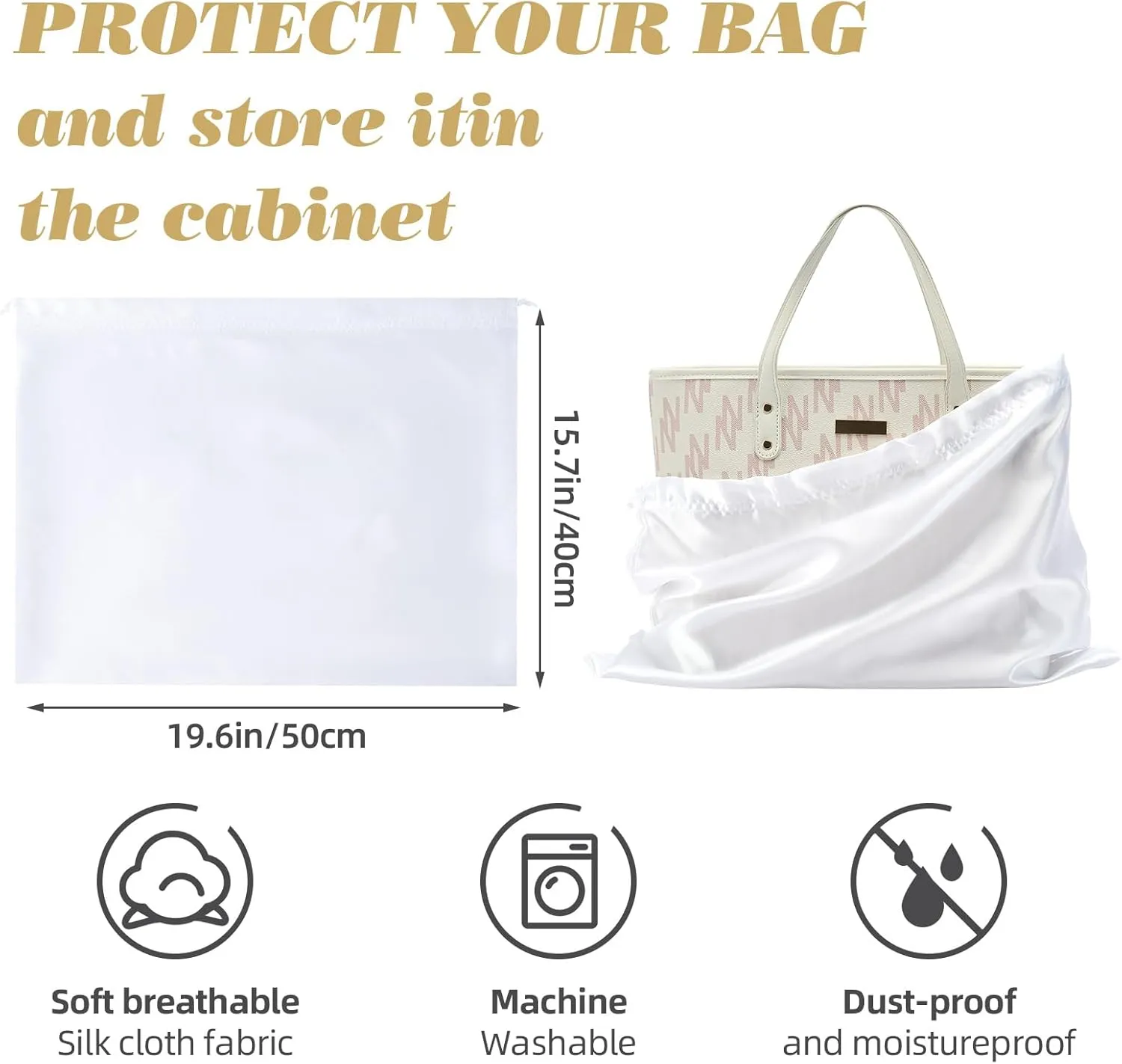 12 Pack Dust Bags for Handbags Travel Storage Pouch Silk Cloth Bag With Drawstring Large Storage Pouch for Handbag Purse Shoes Boots