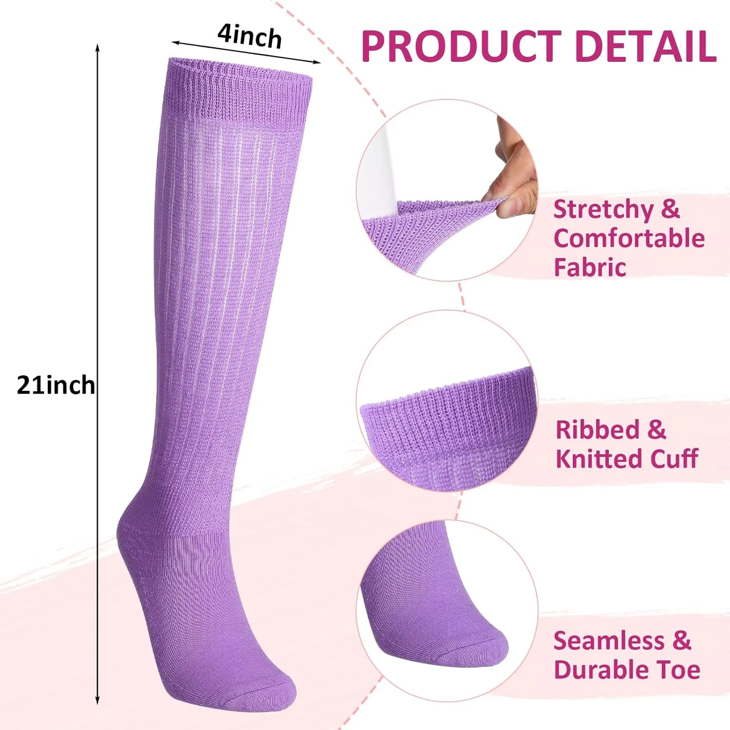 14 Pairs Scrunch Socks for Women Colorful Slouchy Neon 80s Style Extra Long Soft Elastic Boot Socks, Size 9-11