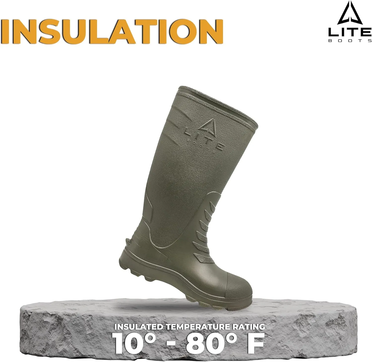 16” Classic Men’s Boots, Lightweight, Waterproof, Hunting, Fishing, Rain, Chore Boot