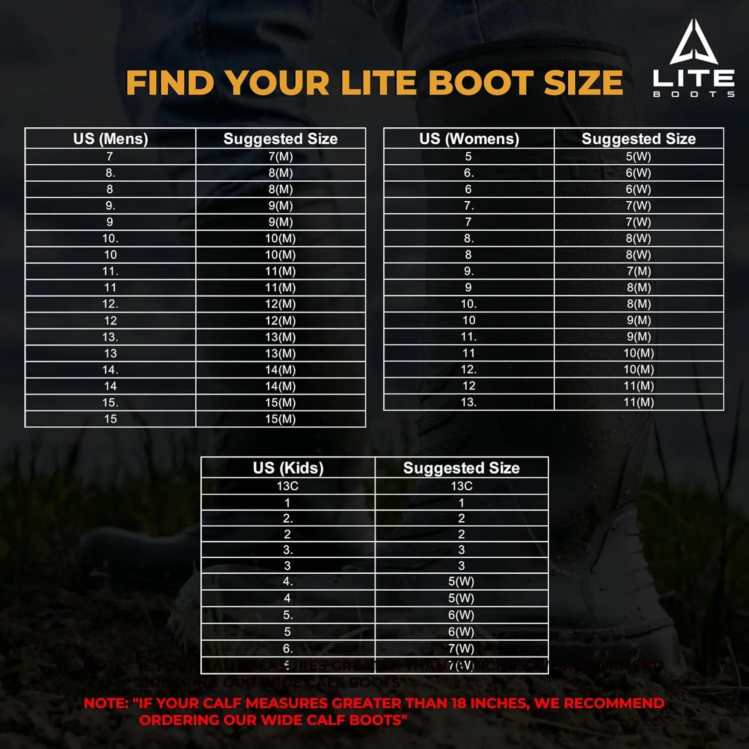 16” Classic Men’s Boots, Lightweight, Waterproof, Hunting, Fishing, Rain, Chore Boot