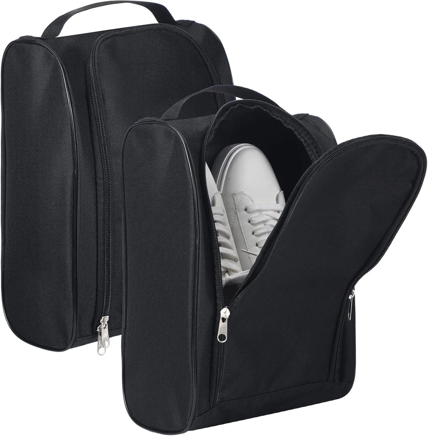 2 Pcs Smell Proof Shoe Bags for Travel Cleat Bags for Sports Double Layer Cleat Bag Foldable Waterproof Travel Organizer with Handle Zipper Golf Soccer Pouch for Multiple Shoes