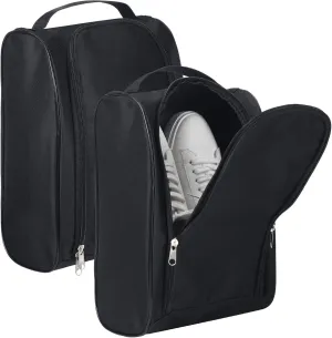 2 Pcs Smell Proof Shoe Bags for Travel Cleat Bags for Sports Double Layer Cleat Bag Foldable Waterproof Travel Organizer with Handle Zipper Golf Soccer Pouch for Multiple Shoes