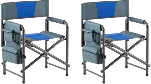 2-Piece Padded Outdoor Folding Chair with Storage Pockets, Lightweight Directors Chair for Indoor, Outdoor Camping, Picnics and Fishing (2)