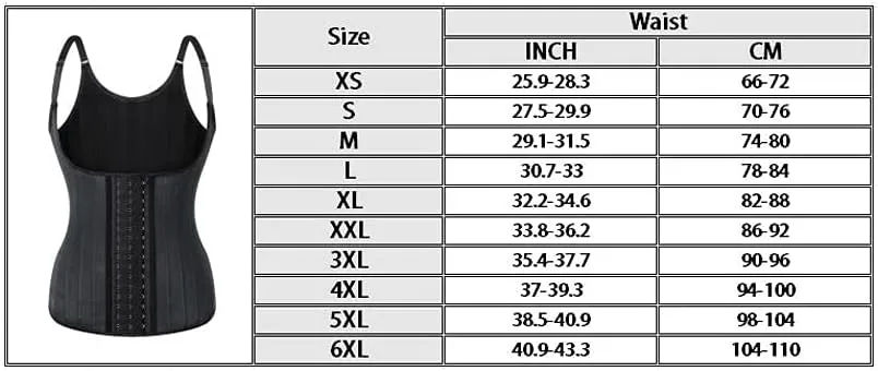 25 Steel Boned Latex Waist Trainer Vest Workout Corset Body Shaper for Weight Loss