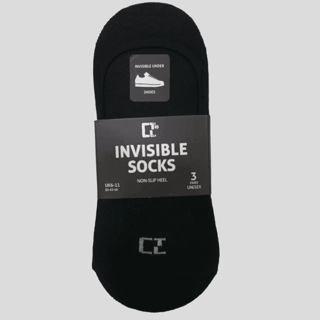 3 Pairs Unisex Footie Invisible Trainer Socks Non Slip Heel