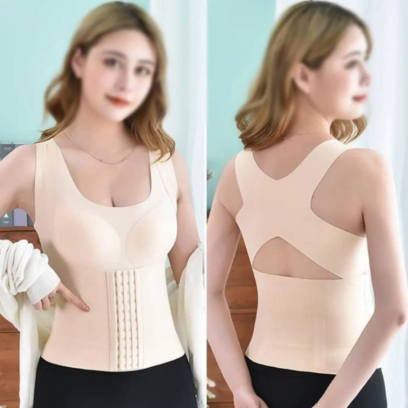 4-in-1 Waist Buttoned Bra Shapewear, 3 in 1 Waist Trainer Bra for Women, 4-in-1 Waist Trainer Bra