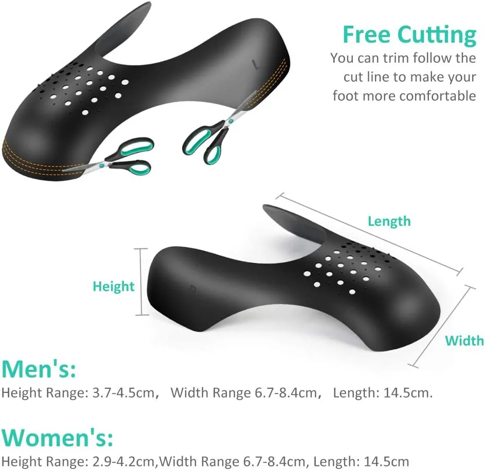 4 Pairs Anti-Wrinkle Shoes Crease Protectors Toe Box Decreaser, Shoes Crease Guards for Sneaker and Running Casual Shoes, Men's 7-12/ Women's 5-8