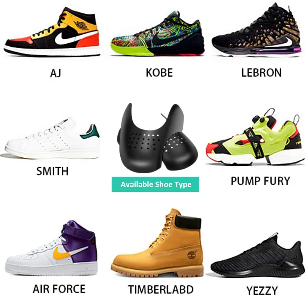 4 Pairs Anti-Wrinkle Shoes Crease Protectors Toe Box Decreaser, Shoes Crease Guards for Sneaker and Running Casual Shoes, Men's 7-12/ Women's 5-8