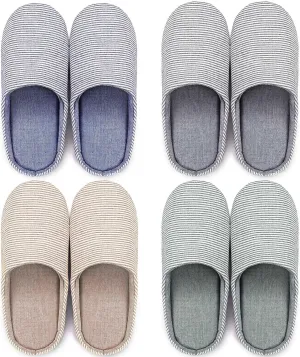 4 Pairs Women's Washable Slippers Cotton Foam Slippers Indoor Outdoor Warm Soft Slip-on Bedroom Sleeping Clog