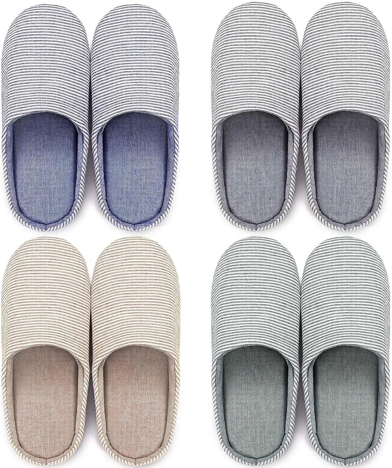 4 Pairs Women's Washable Slippers Cotton Foam Slippers Indoor Outdoor Warm Soft Slip-on Bedroom Sleeping Clog