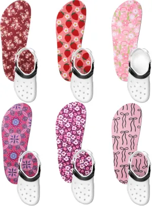6 Pairs Shoe Insole for Clog Garden Shoe Liner Insert Colorful Floral Washable Barefoot Sockless Pad for Women Men(Fresh Pattern)