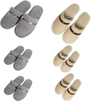 6 Pairs Spa Slippers, Closed Toe House Slipper for Guest Non Slip Disposable Indoor Slippers, Washable Reusable, Bulk Slipper Pack for Indoor,Spa, Wedding, Travel, Party