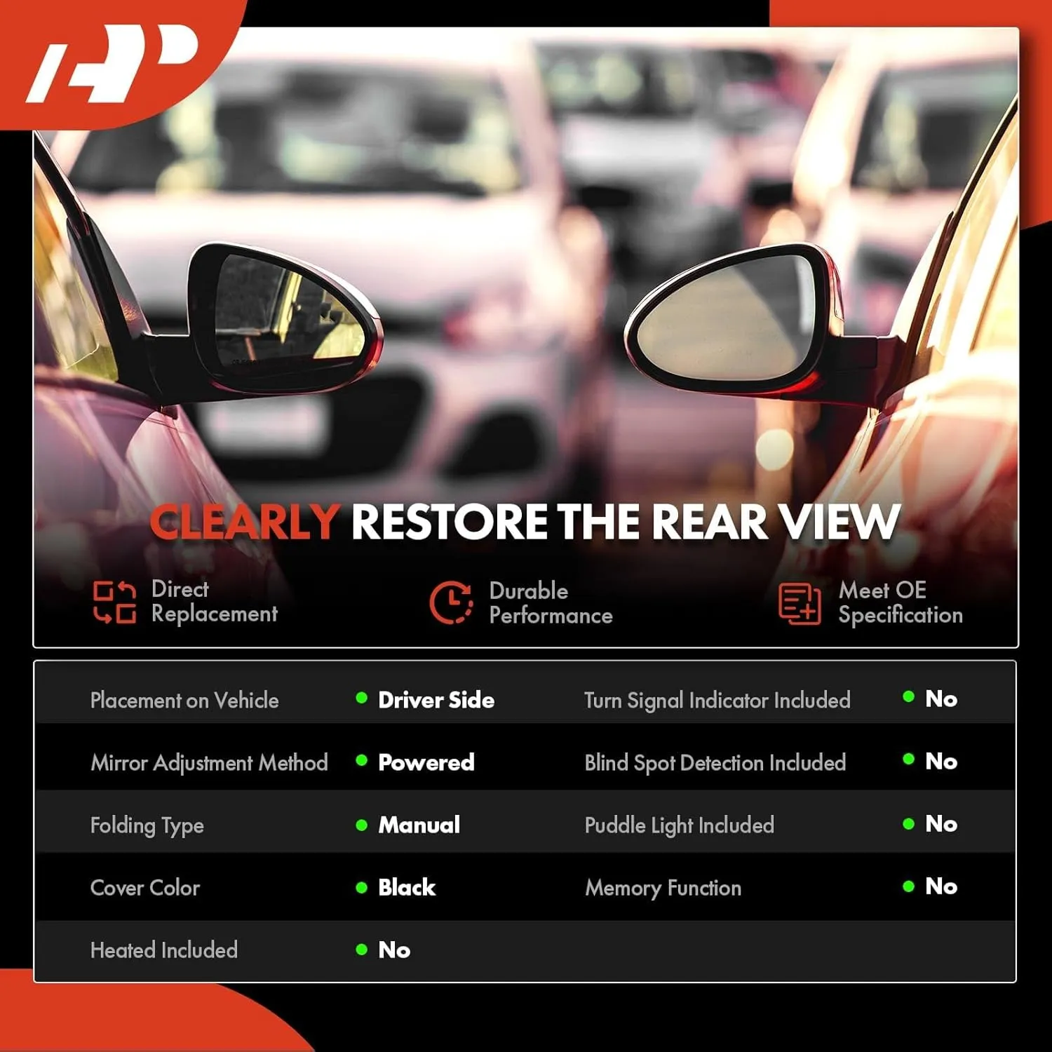 A-Premium Driver Side Power Door Mirror - Compatible with Nissan Sentra 2007 2008 2009 2010 2011 2012 - Non-Heated Non-Folding Black Outside Rear View Mirror - Replace# NI1320167, 96302ET01E