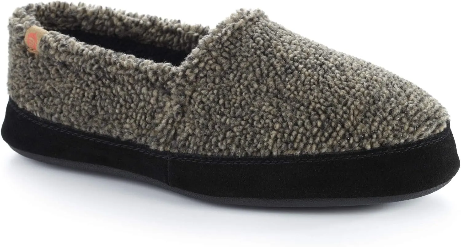 Acorn Men's Slippers with Memory Foam Insole Suede Sidewall and Rubber Outsole