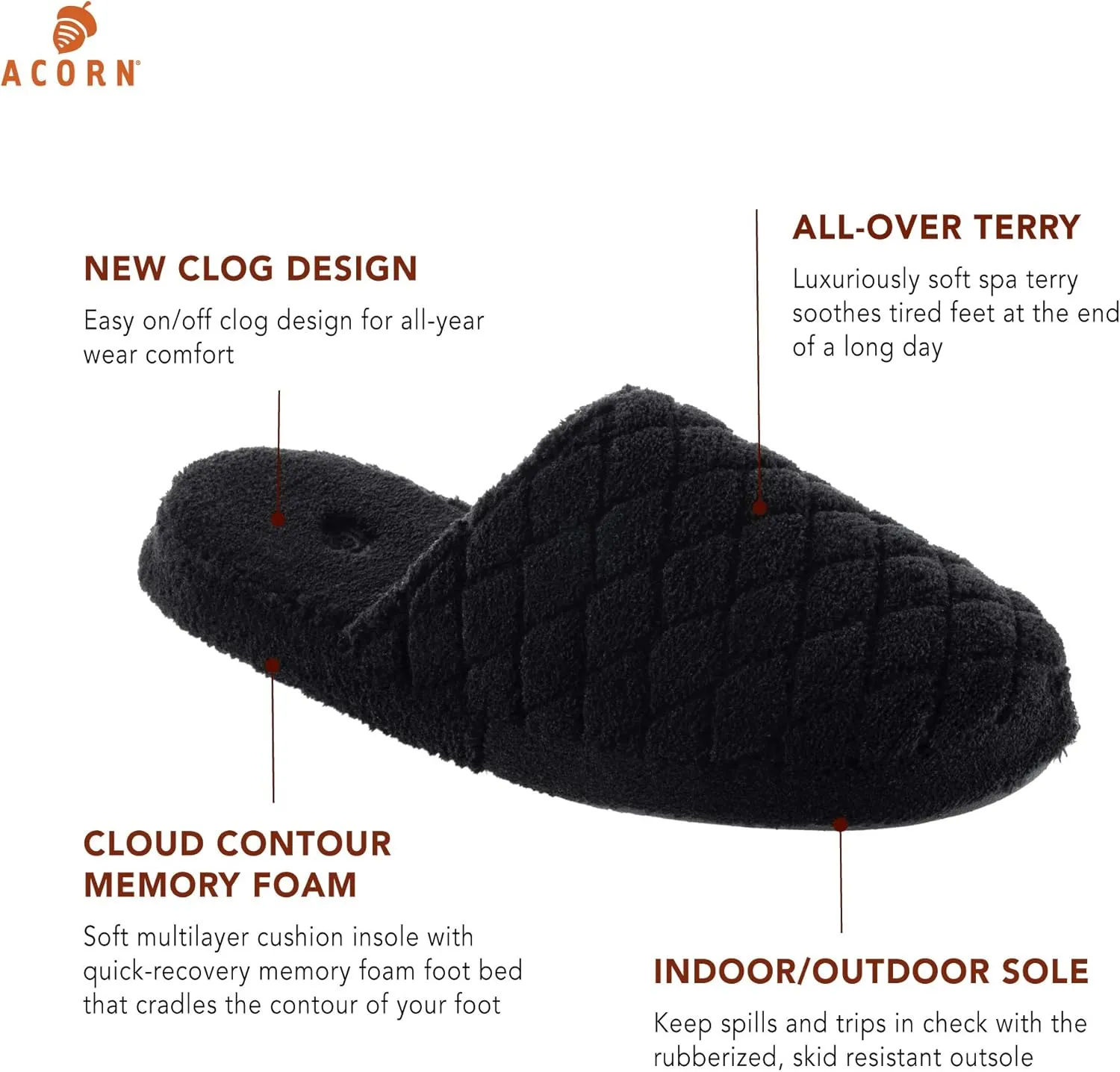 Acorn Women's Quilted Spa Clog Slipper