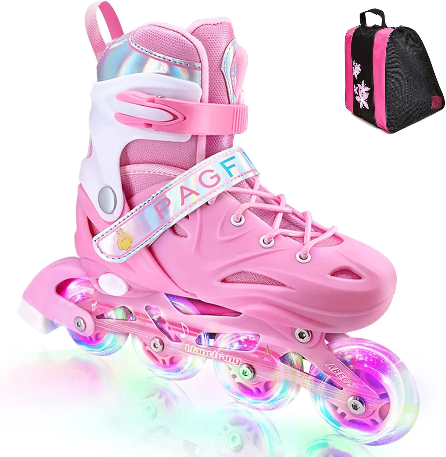 Adjustable Inline Skates for Boys Girls, Roller Single Flash Blades Skates for Kids Women Men Size Beginners Outdoor and Indoor…