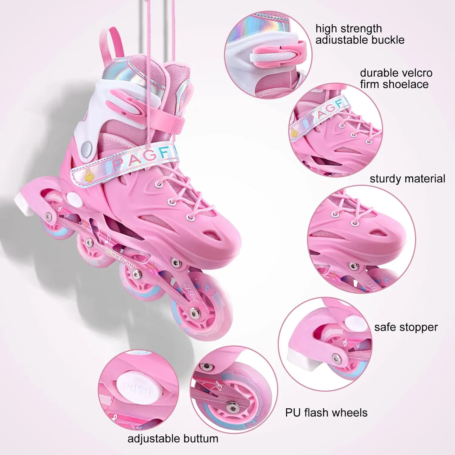 Adjustable Inline Skates for Boys Girls, Roller Single Flash Blades Skates for Kids Women Men Size Beginners Outdoor and Indoor…