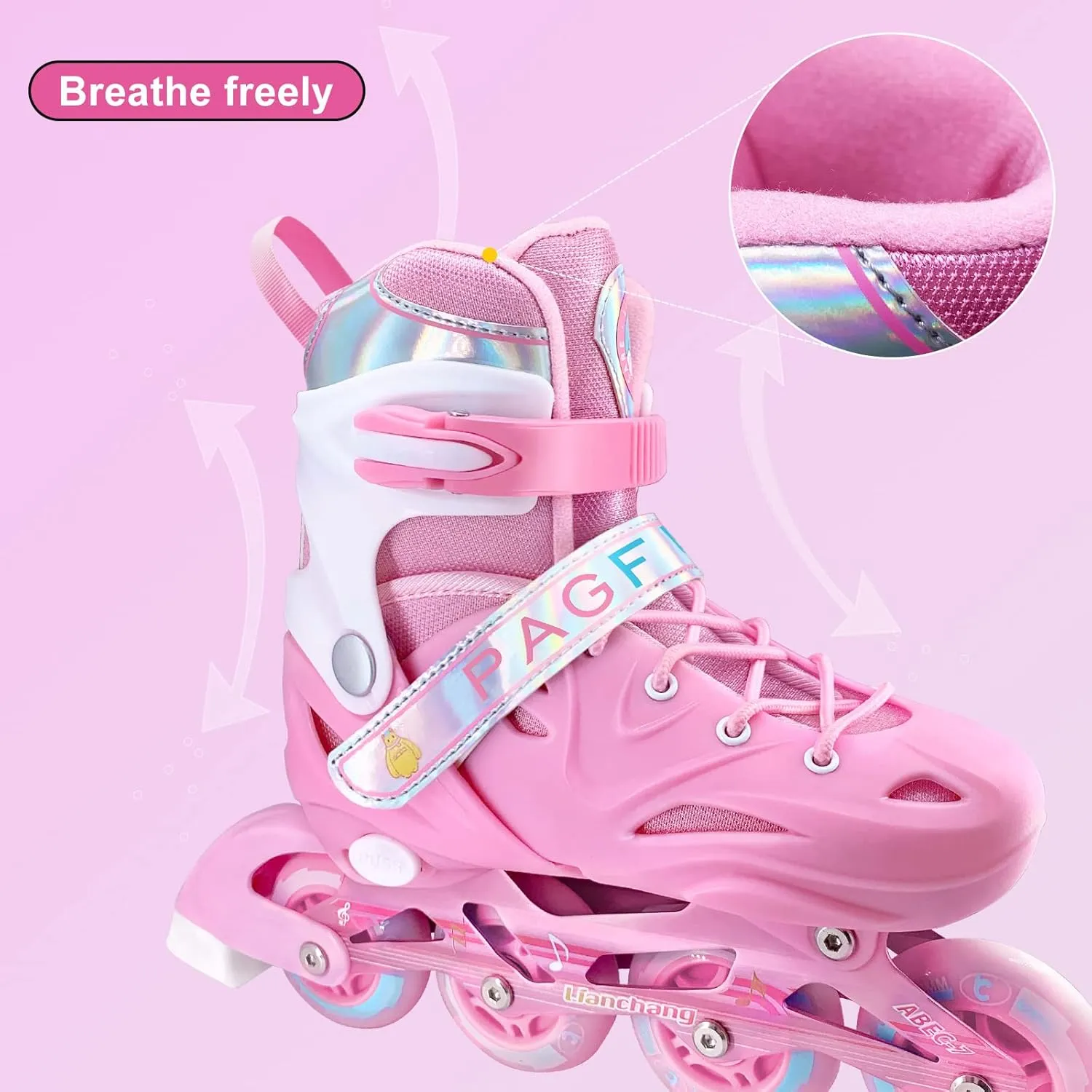 Adjustable Inline Skates for Boys Girls, Roller Single Flash Blades Skates for Kids Women Men Size Beginners Outdoor and Indoor…