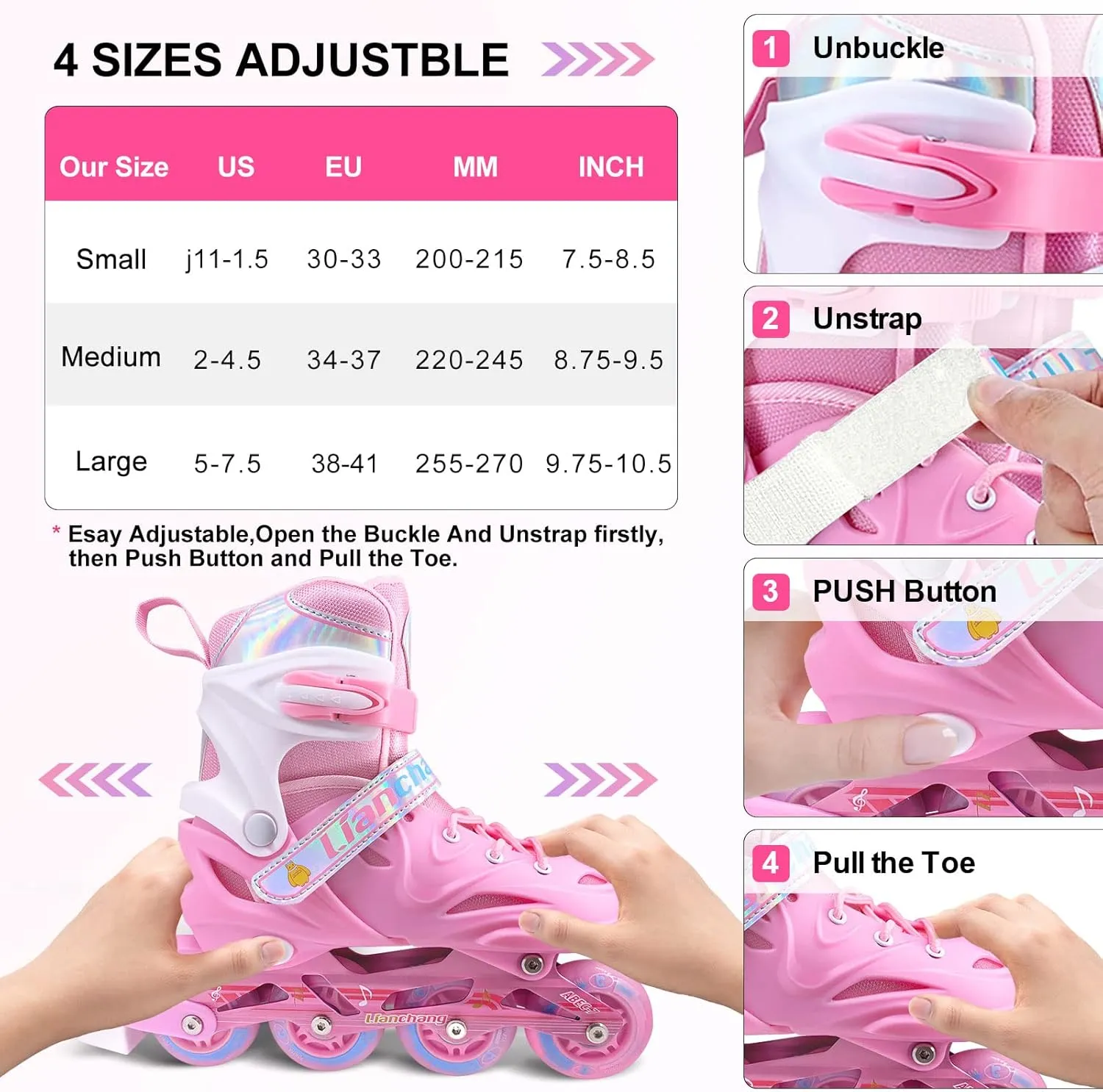 Adjustable Inline Skates for Boys Girls, Roller Single Flash Blades Skates for Kids Women Men Size Beginners Outdoor and Indoor…