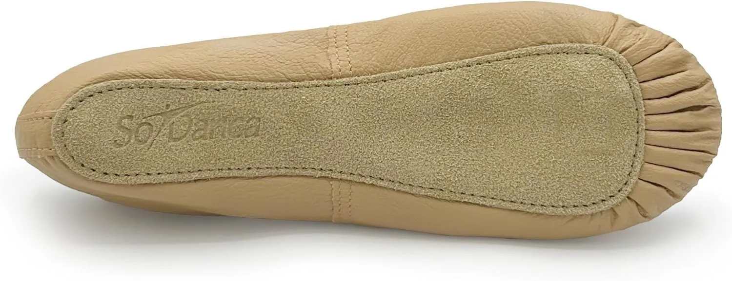 Adult Leather Ballet Shoes, Elastic Casing, Full Sole Slipper, Brittany - SD69L