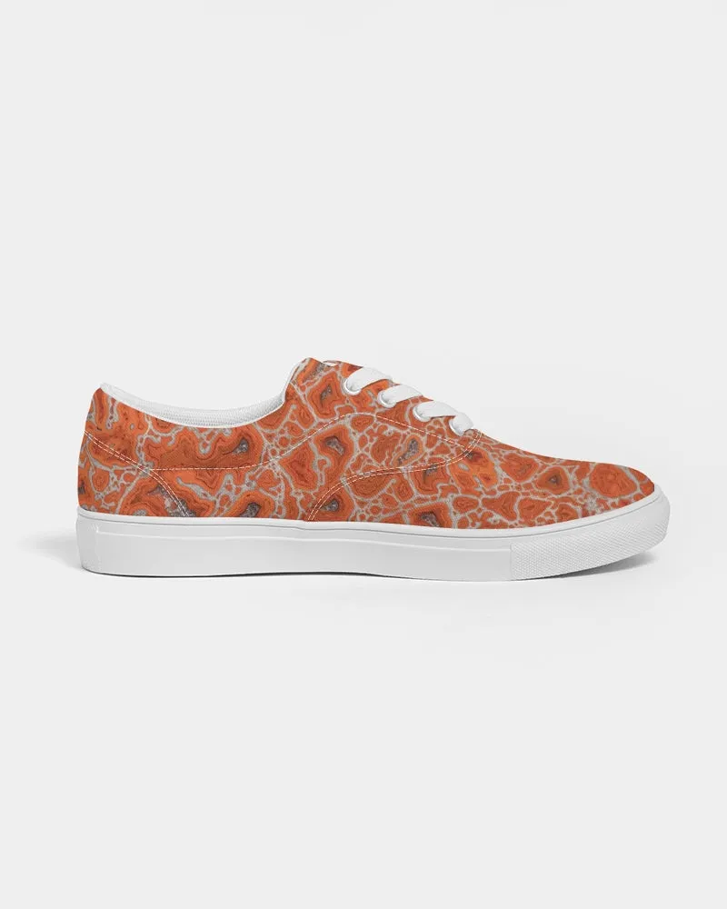 Agatized Ruby Red Gembone Women's Lace Up Canvas Shoe