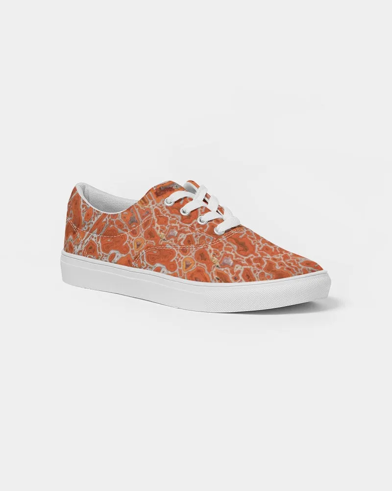 Agatized Ruby Red Gembone Women's Lace Up Canvas Shoe