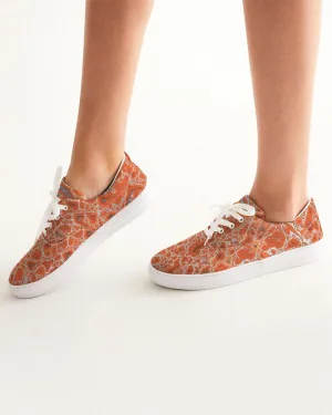 Agatized Ruby Red Gembone Women's Lace Up Canvas Shoe