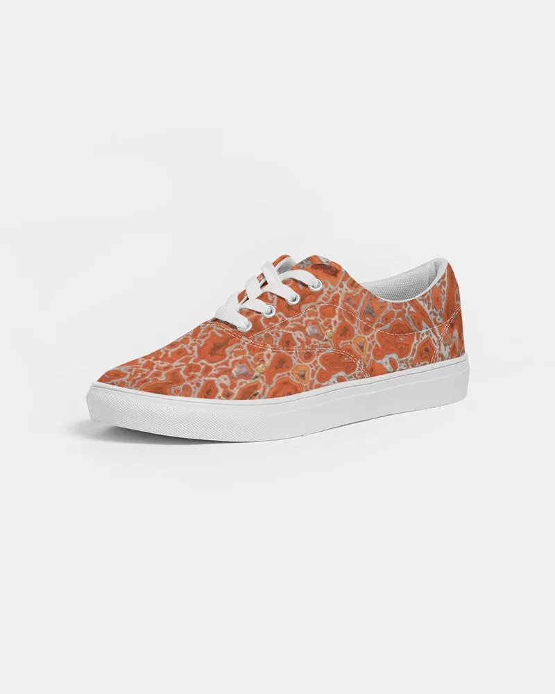 Agatized Ruby Red Gembone Women's Lace Up Canvas Shoe