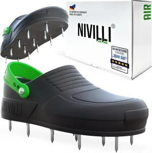 AIR - Nail Spike Shoe Clog for Easy Aerification and de-Aeration of The Lawn. (Big 9/12 US) Green