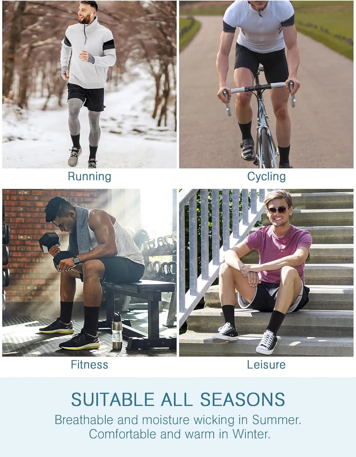 Airacker Athletic Socks Sport Running Calf Socks Performance Cushioned Breathable Crew Socks for Men Women(6 Pairs)