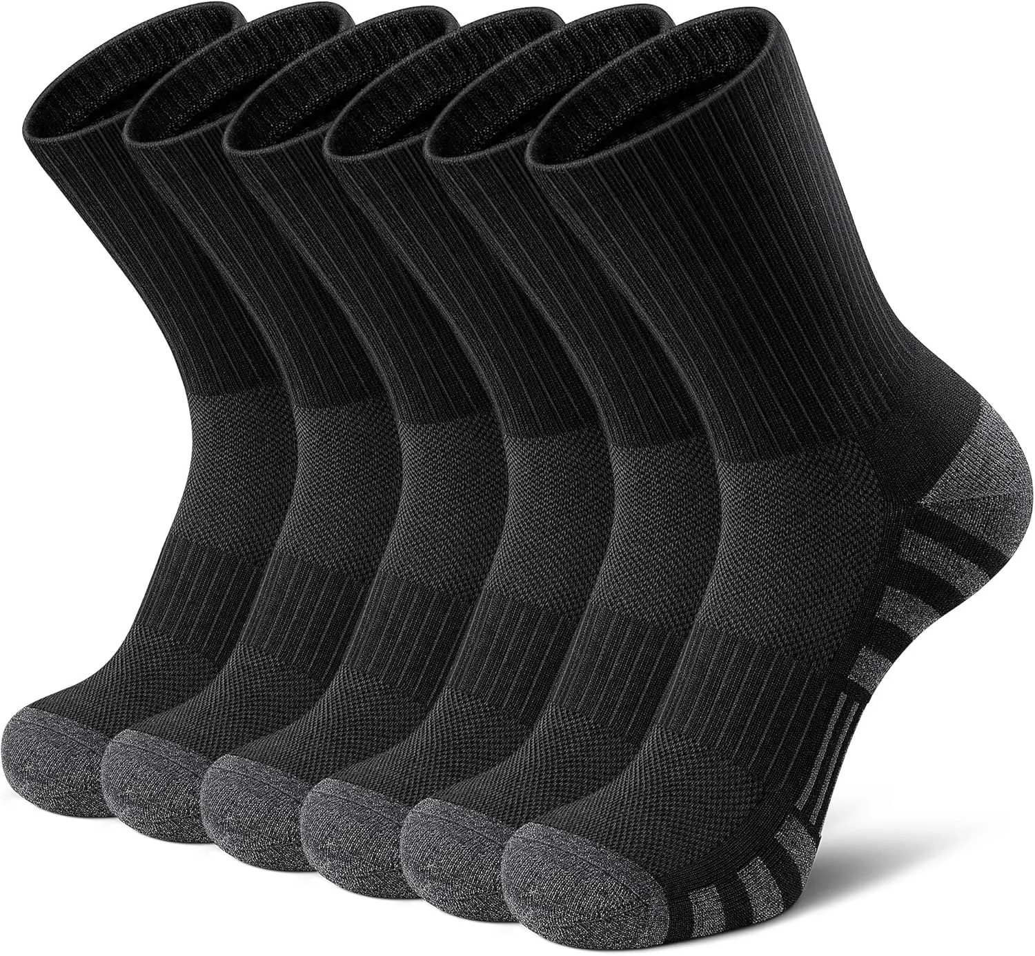 Airacker Athletic Socks Sport Running Calf Socks Performance Cushioned Breathable Crew Socks for Men Women(6 Pairs)