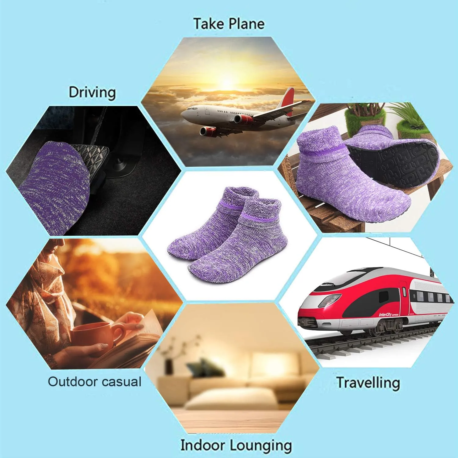 AIYUE Women Non-slip Fuzzy Slipper Socks with Waterproof Soles Rubber Bottom Grippers