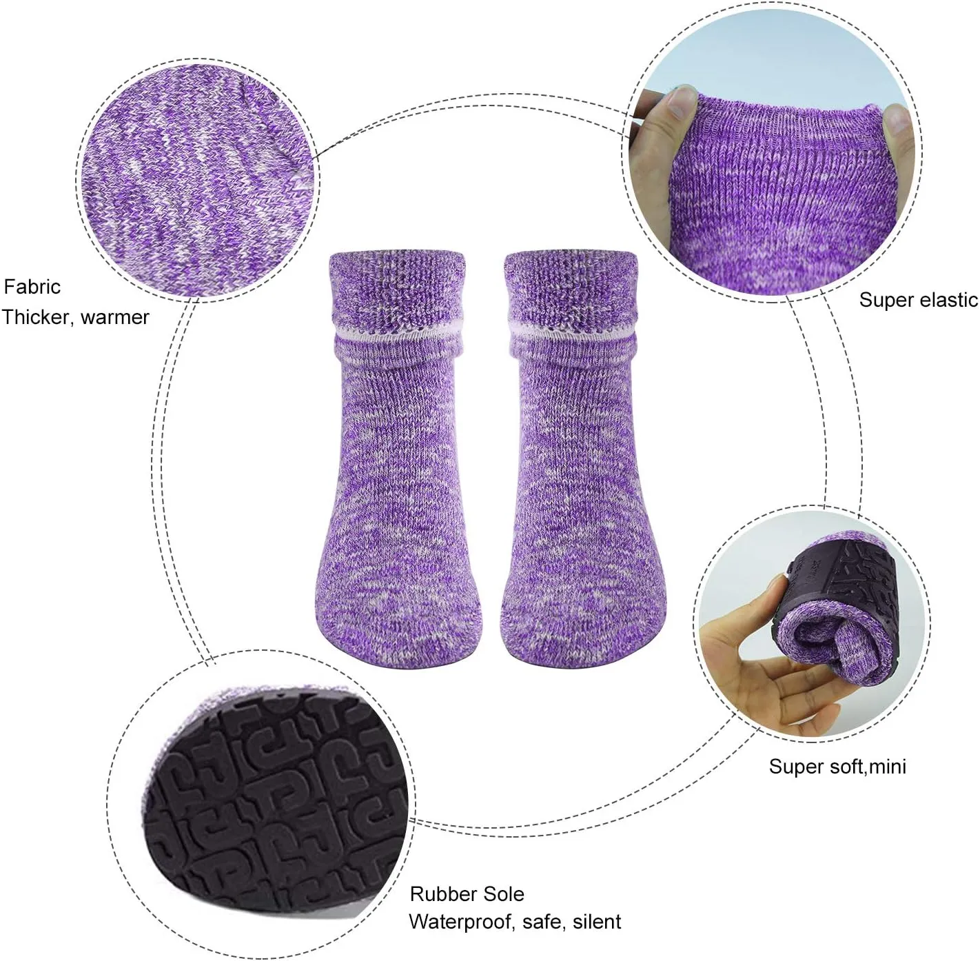 AIYUE Women Non-slip Fuzzy Slipper Socks with Waterproof Soles Rubber Bottom Grippers