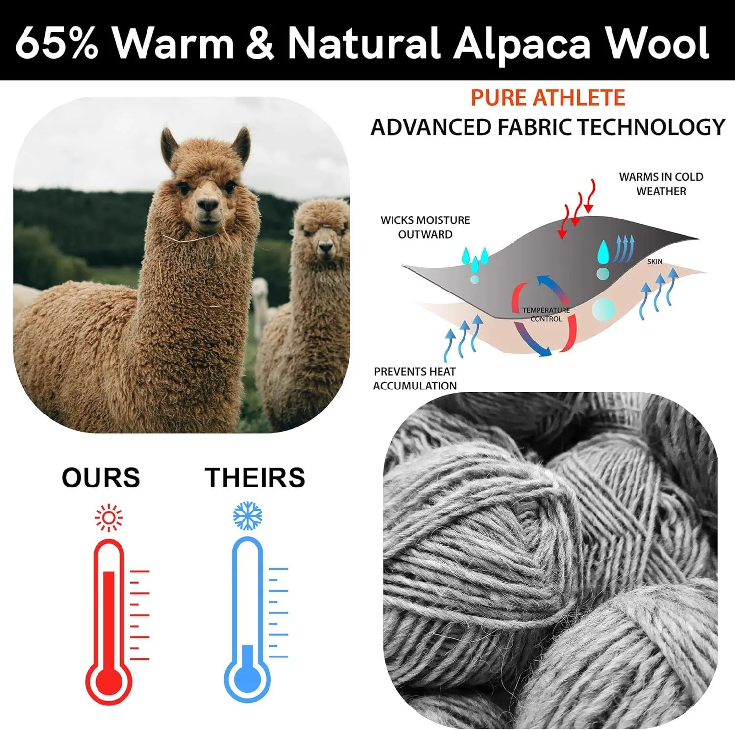 Alpaca Wool Ski Socks - Made in USA, Winter Weather Lightweight Skiing and Hunting Socks for Men and Women