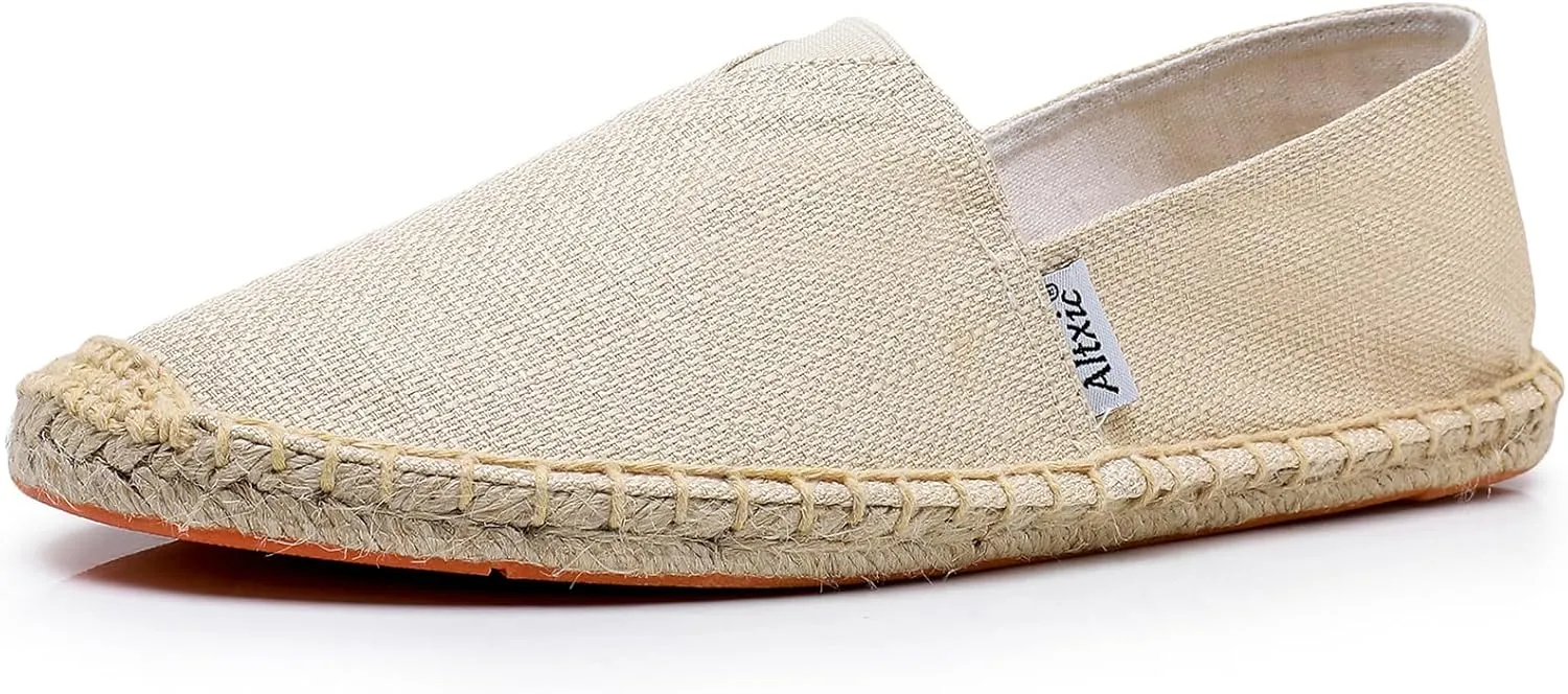 Altxic Men's Closed Toe Comfortable Canvas Slip on Flat Espadrilles