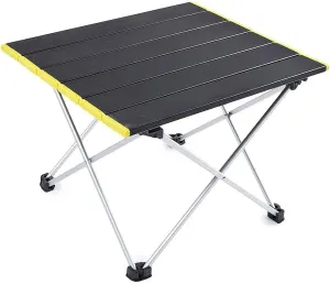 Aluminum Folding Camping Table, Ultralight Portable Compact Garden Table with Carry Bag for Outdoor Picnic Barbecue Beach,Yellow