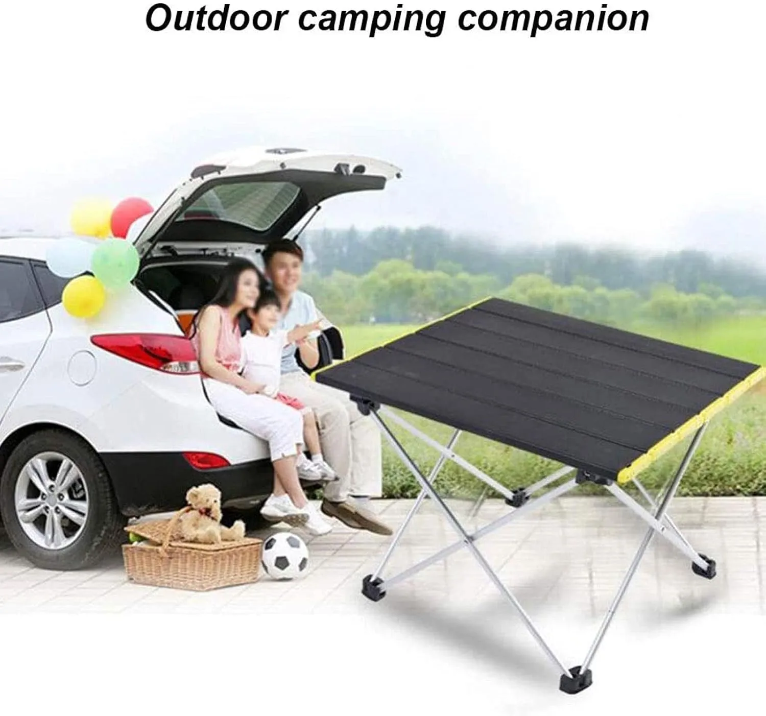 Aluminum Folding Camping Table, Ultralight Portable Compact Garden Table with Carry Bag for Outdoor Picnic Barbecue Beach,Yellow
