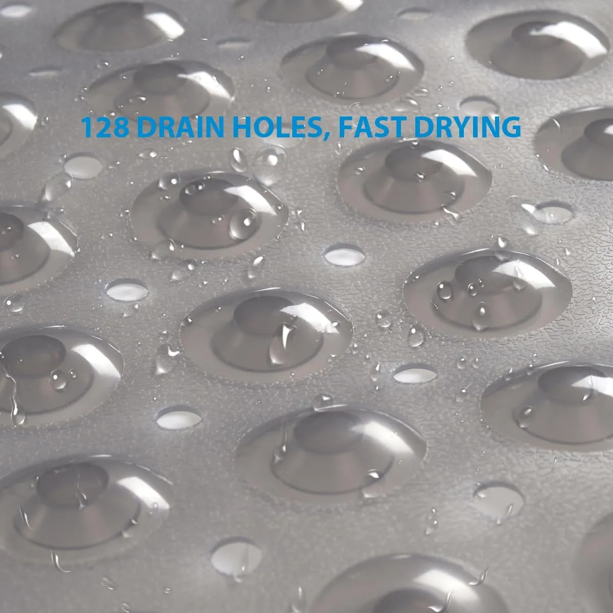 AmazerBath Bath Tub Mat, Medium Size 27.6 x 15 Inches Non-Slip Shower Mats with Suction Cups and Drain Holes, Bathtub Mats Bathroom Mats Machine Washable (Clear Gray)