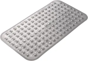 AmazerBath Bath Tub Mat, Medium Size 27.6 x 15 Inches Non-Slip Shower Mats with Suction Cups and Drain Holes, Bathtub Mats Bathroom Mats Machine Washable (Clear Gray)