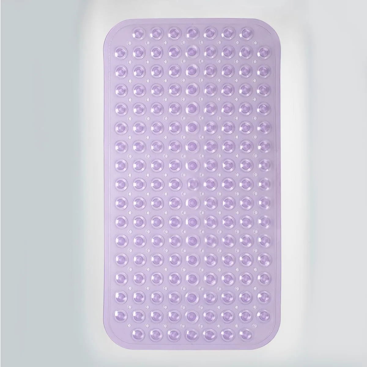 AmazerBath Bath Tub Mat, Medium Size 27.6 x 15 Inches Non-Slip Shower Mats with Suction Cups and Drain Holes, Bathtub Mats Bathroom Mats Machine Washable (Clear Purple)