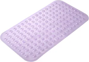 AmazerBath Bath Tub Mat, Medium Size 27.6 x 15 Inches Non-Slip Shower Mats with Suction Cups and Drain Holes, Bathtub Mats Bathroom Mats Machine Washable (Clear Purple)