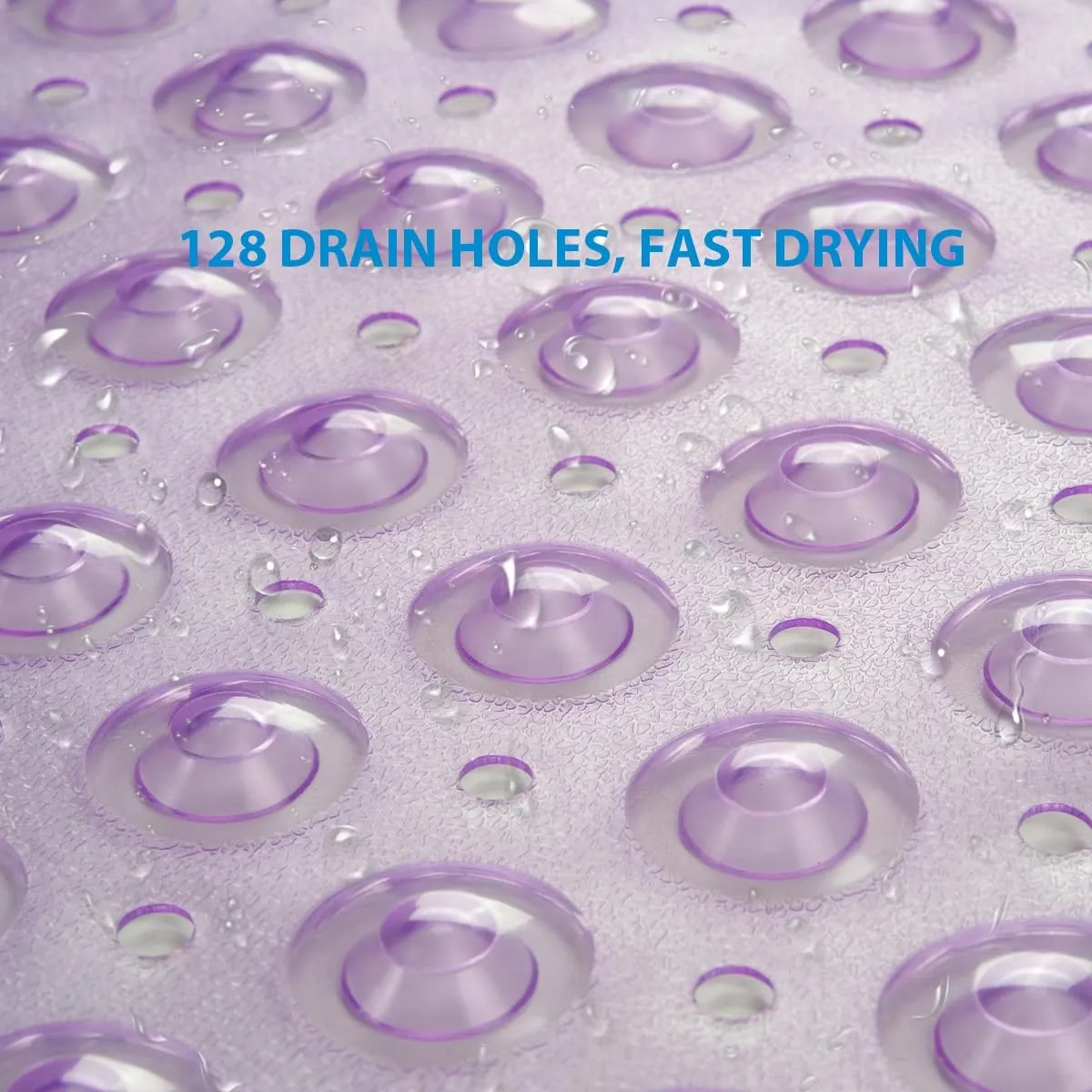 AmazerBath Bath Tub Mat, Medium Size 27.6 x 15 Inches Non-Slip Shower Mats with Suction Cups and Drain Holes, Bathtub Mats Bathroom Mats Machine Washable (Clear Purple)