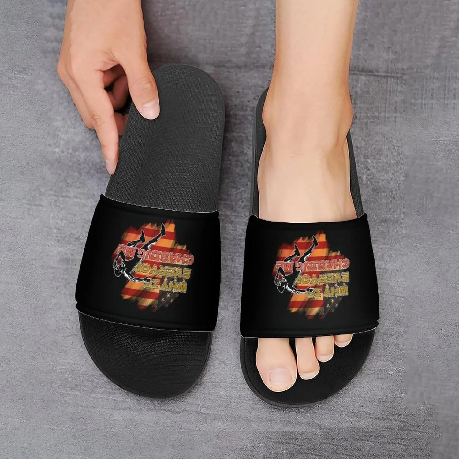 American Flag Track And Field Slippers Shower Slipper In-Door Slipper Quick Drying Non-Slip Bathroom Pool Woman Man PVC